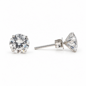 clear round solitaire stud earrings