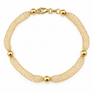 delicate five bead gold mesh bracelet
