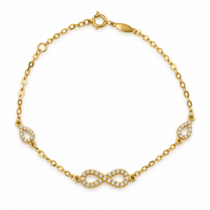 delicate gold infinity and teardrop bracelet