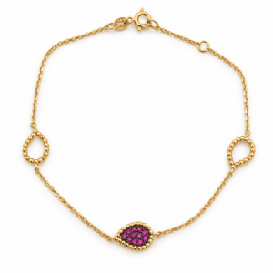 delicate pink stone gold bracelet