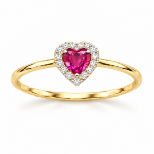 delicate yellow gold heart halo ring 1