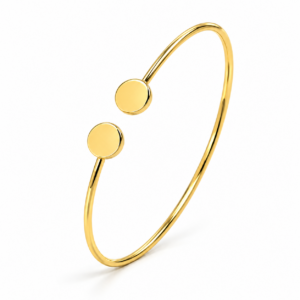 delicate yellow gold two disc open cuff