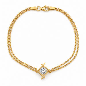 delicate gold bracelet with geometric stone