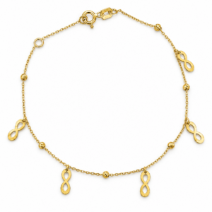 delicate gold bracelet with infinity charms