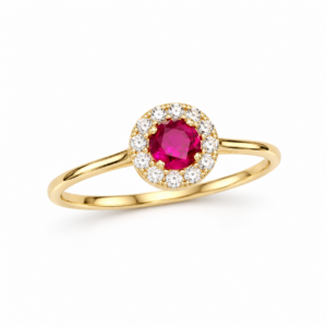 delicate gold ring with pink halo