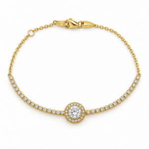delicate yellow gold halo bracelet