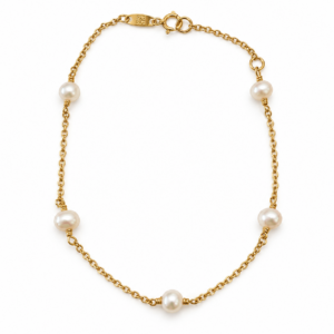 five pearl yellow gold bracelet