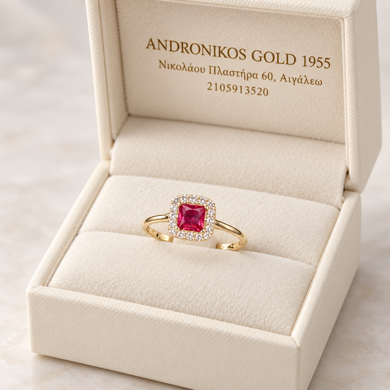 luxury pink gem ring in cream box luxury pink gem ring in cream box