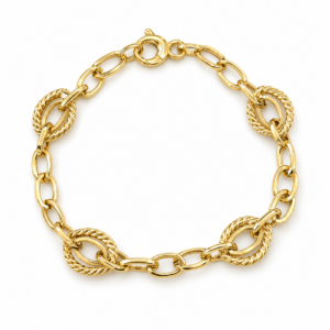 polished gold bracelet with twisted accents