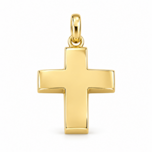 polished stocky yellow gold cross 1