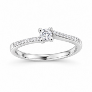 polished white metal engagement ring 1