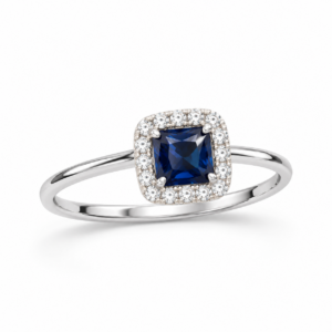 square navy halo ring