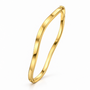 wavy yellow gold hinged bangle
